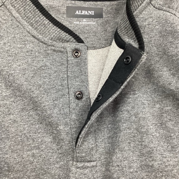 Alfani Gray Quarter Snap Pullover Henley Long Sleeve Top NEW! - Picture 4 of 10